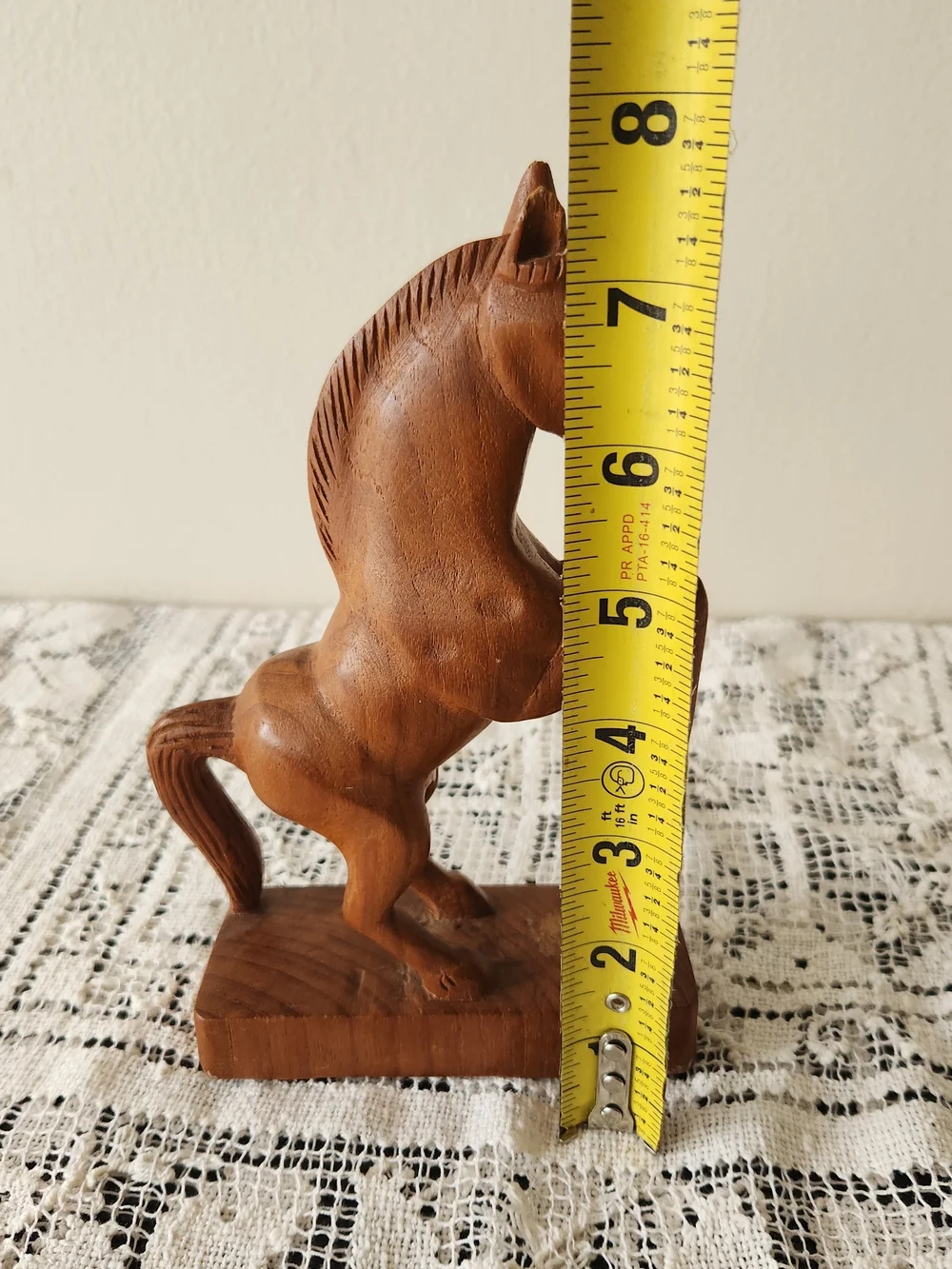 Hand-Carved Brown Wood Horse Sculpture - Brand Unknown